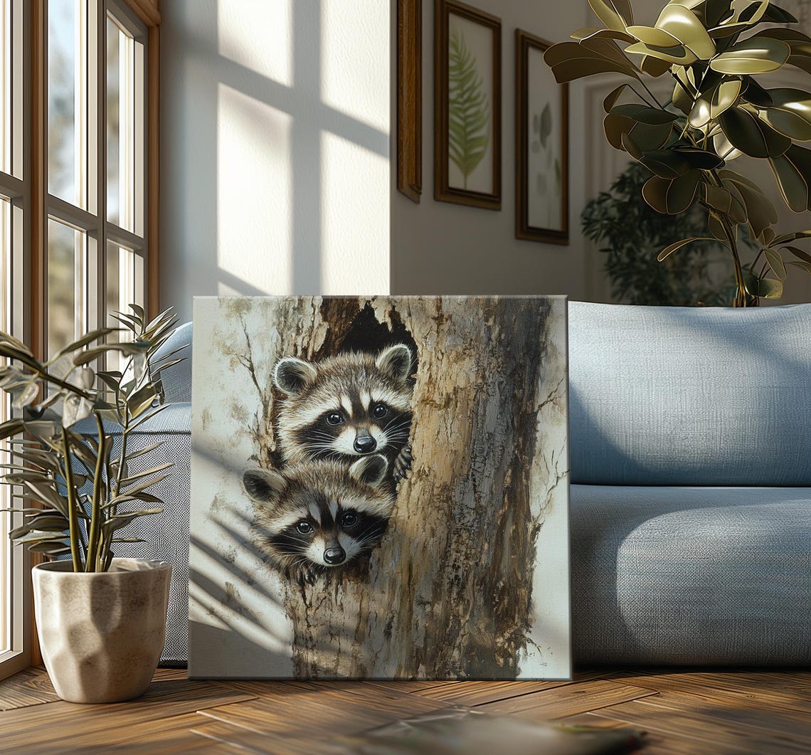 Cute Raccoons Print Adorable Wall Art For Animal Lovers Nursery Decor Wildlife Home Decor Gift Idea - Image 4