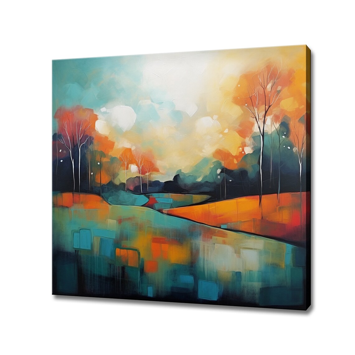 Abstract Expressionist Landscape Trees Art Print