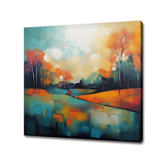 Abstract Expressionist Landscape Trees Art Print