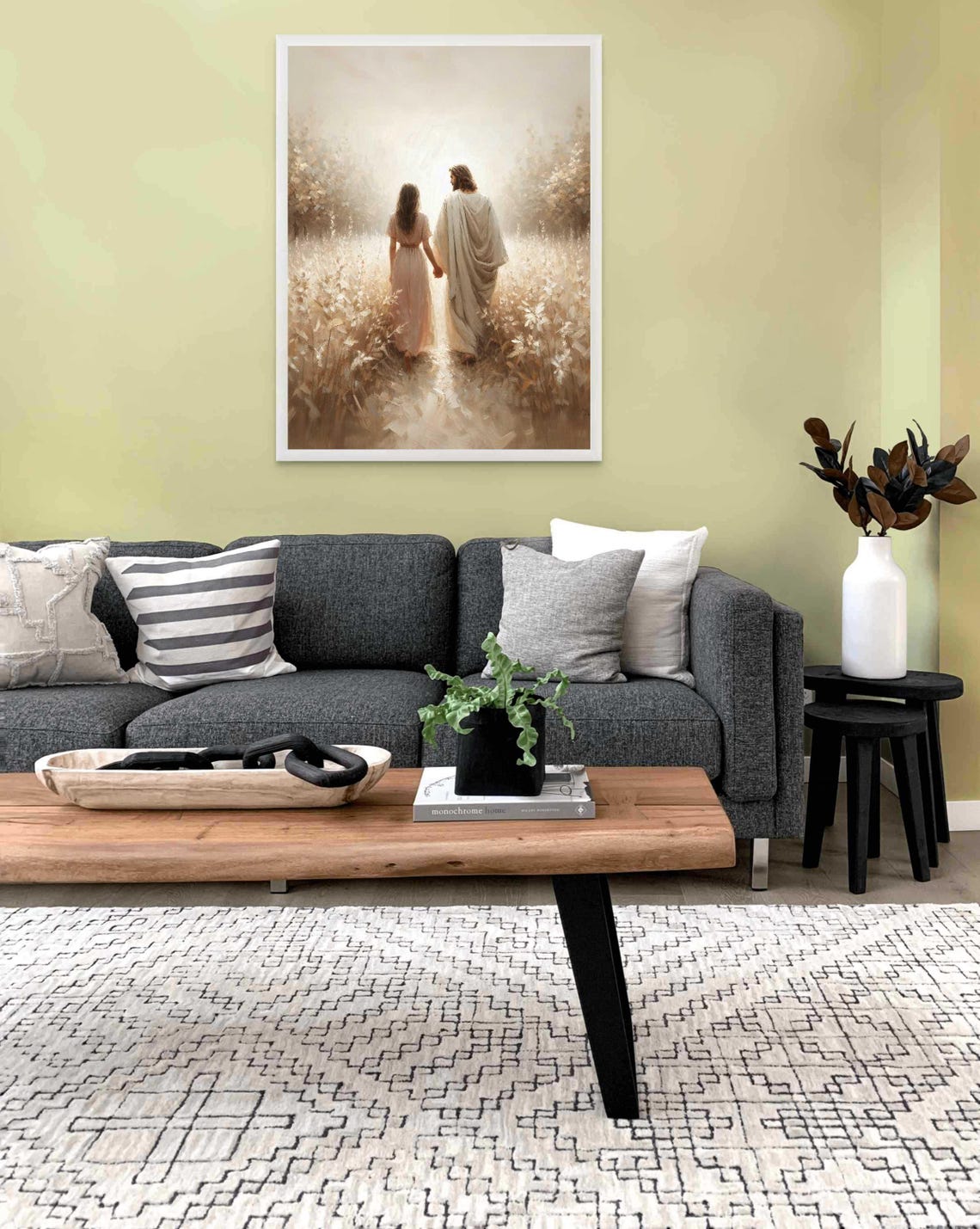 Walk Together Christian Wall Art, Jesus With Girl - Image 2