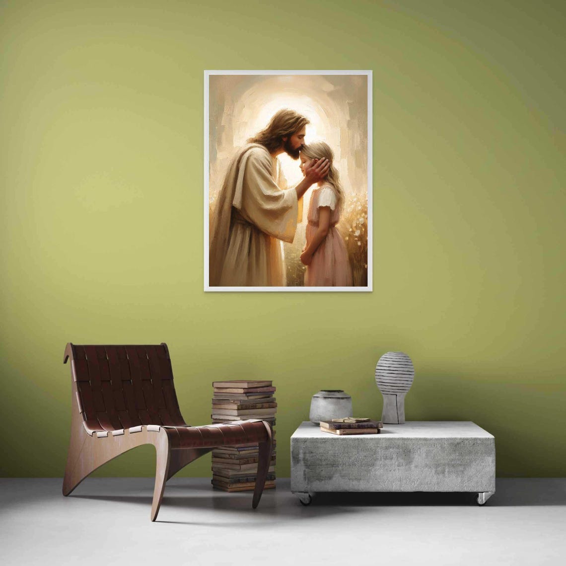 Trusting Jesus Christian Painting, Jesus and Girl - Image 3
