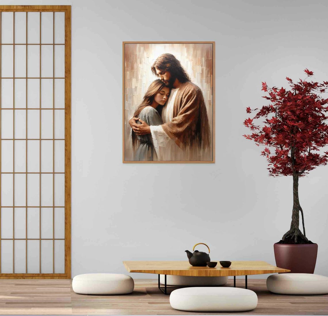 Tender Savior Christian Art, Jesus With Girl - Image 5