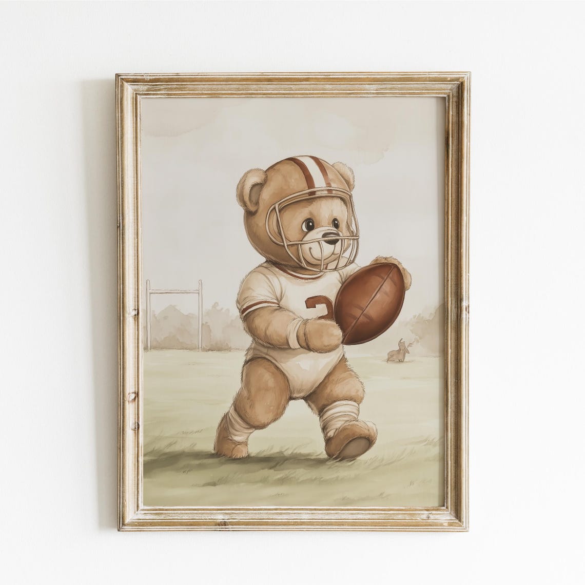 Teddy Bear Football Player in Number Two Jersey With Ball Poster