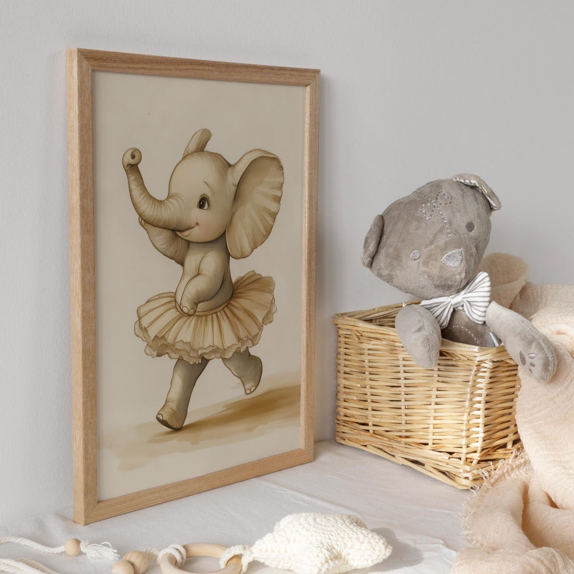 Baby Elephant Ballerina in a Lace Tutu Dancing Joyfully Poster - Image 3