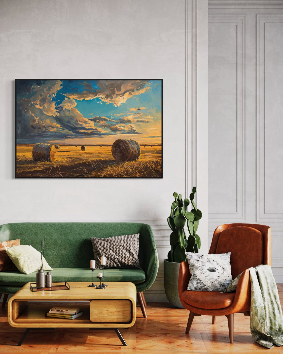 Rustic Hay Bale Harvest Countryside Art Print - Image 4