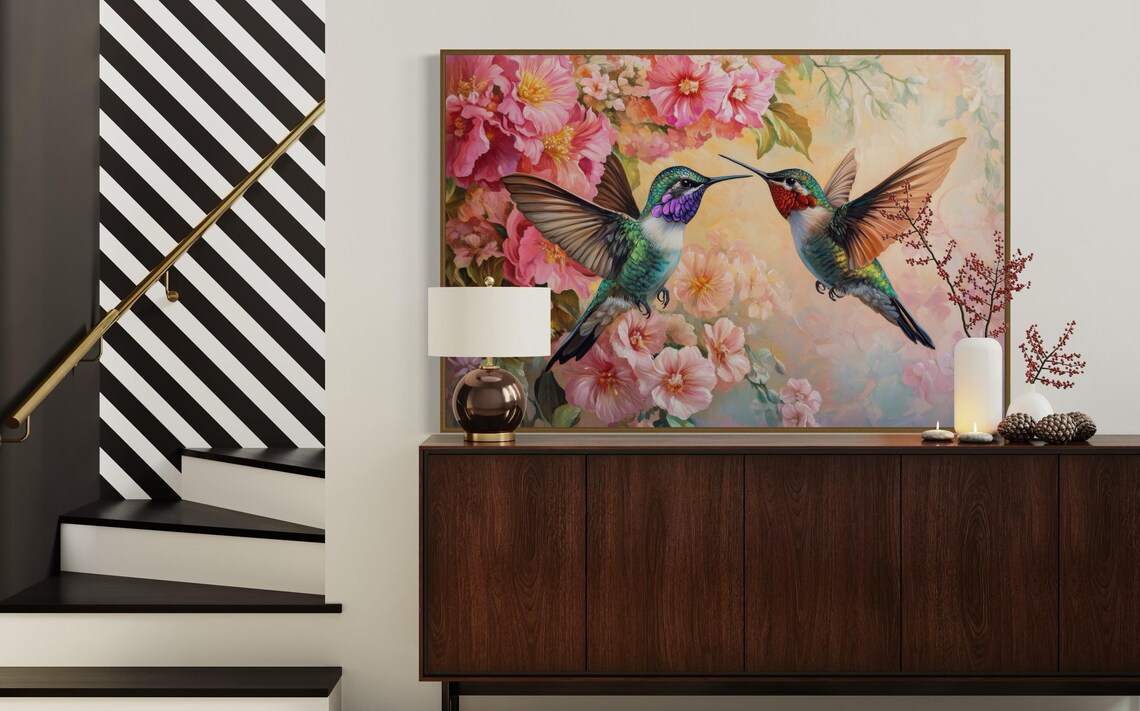 Hummingbird Floral Botanical Art Print, Tropical Wildlife - Image 4