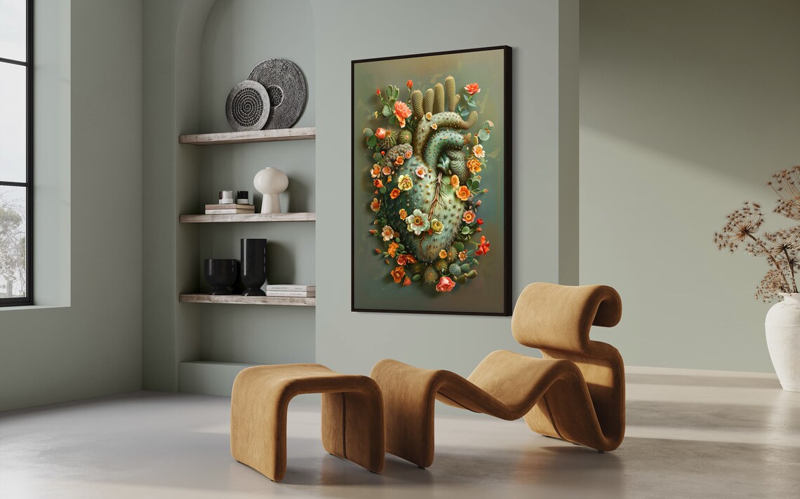 Surreal Blooming Heart Cactus Flower Art Print - Image 2