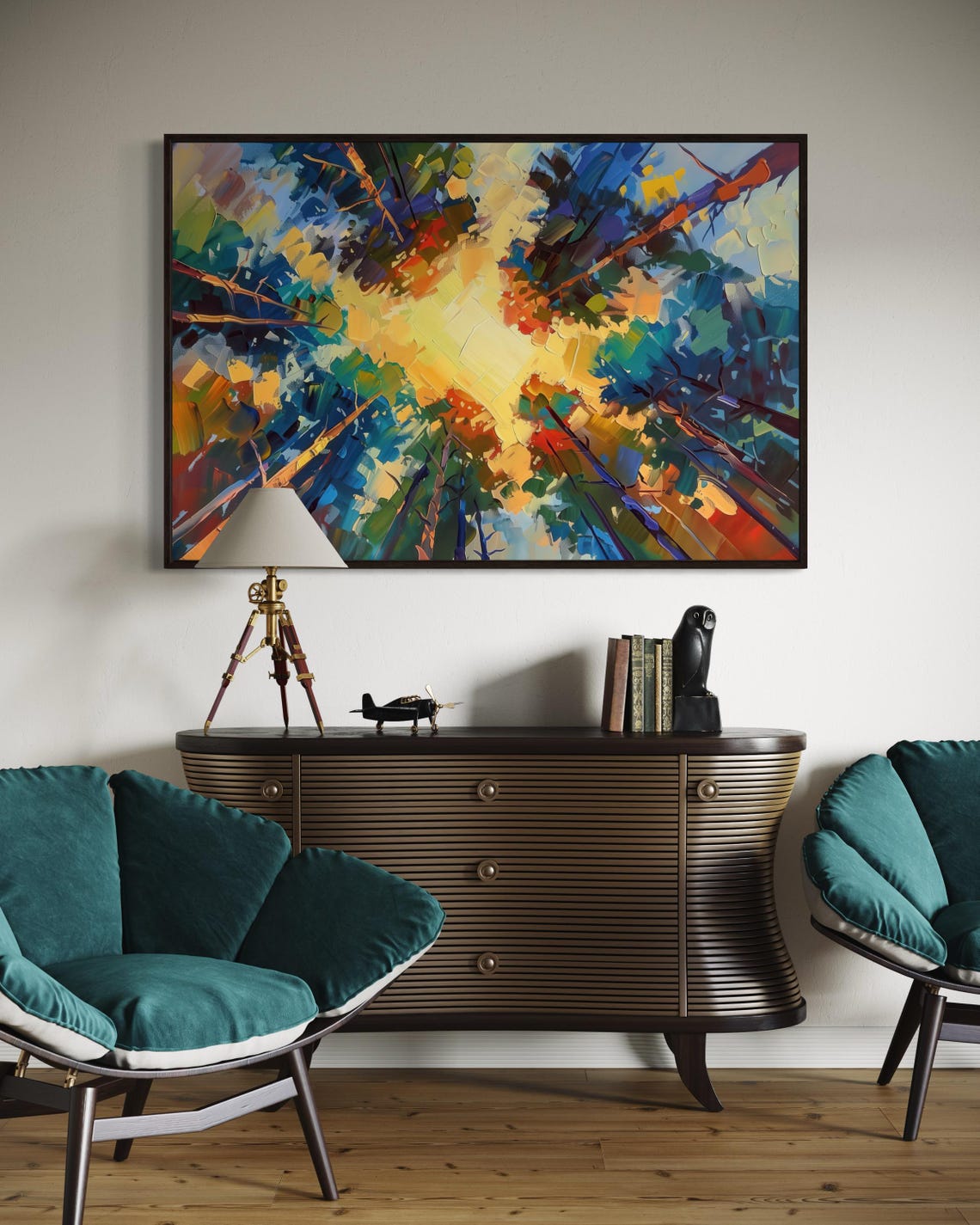 Abstract Forest Canopy Sunlight Colorful Impasto Treetops Art Print - Image 2