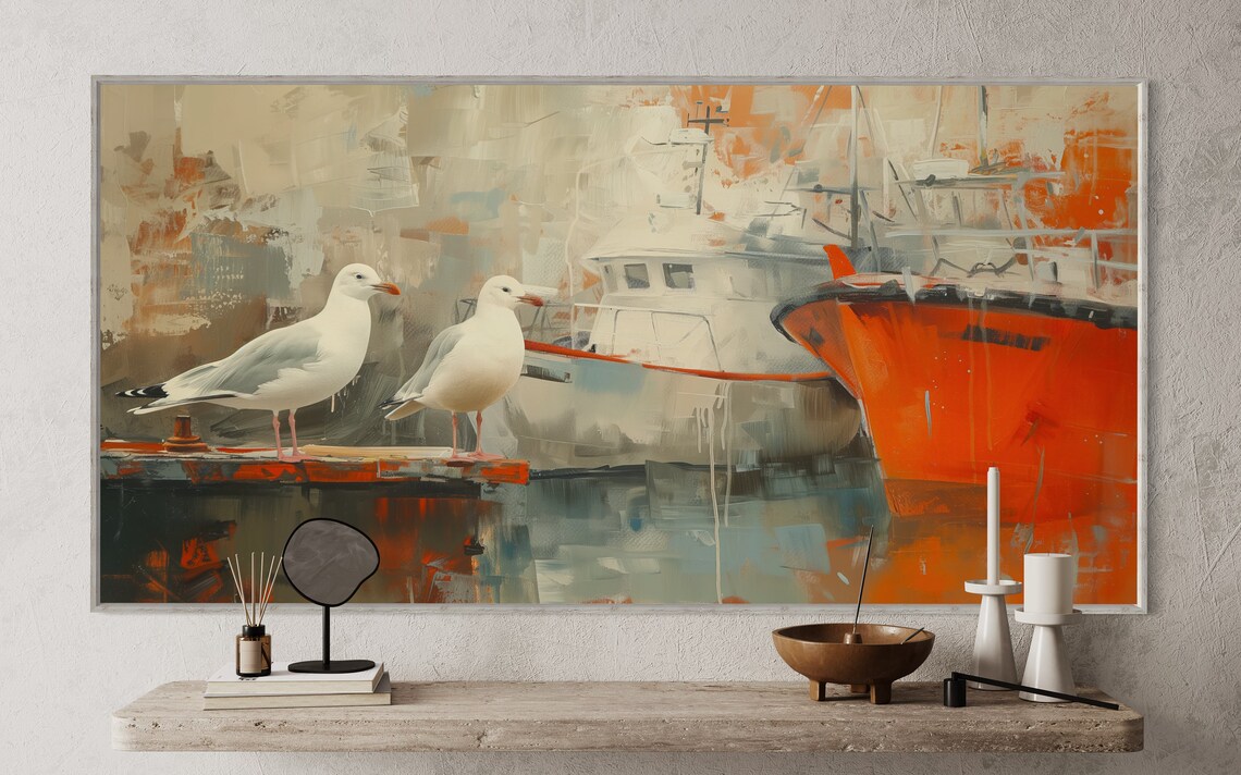 Seagull And Fishing Boat Nautical Seaside Art Print - Image 5