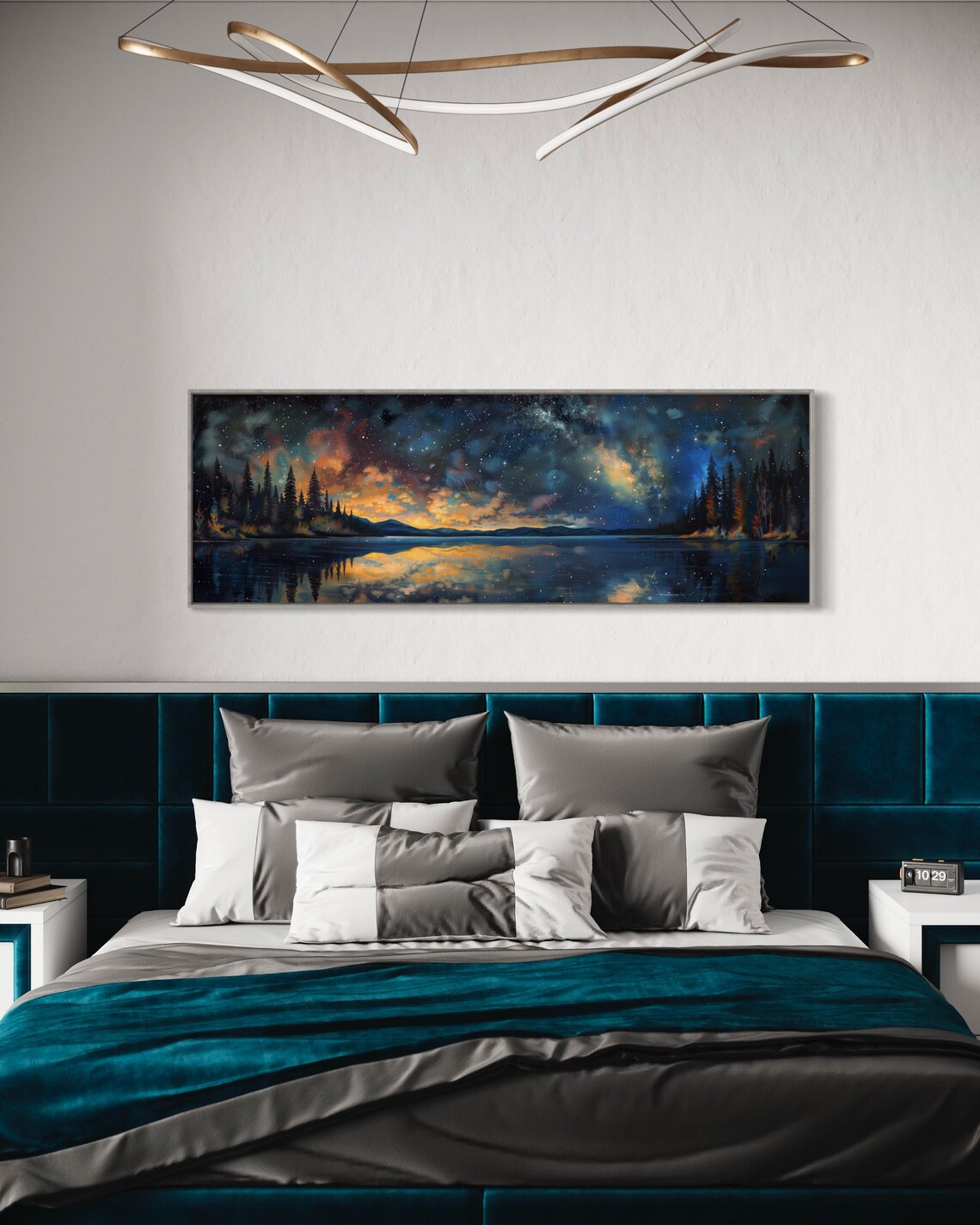 Starry Night Over the Lake, Panoramic Art Print - Image 2