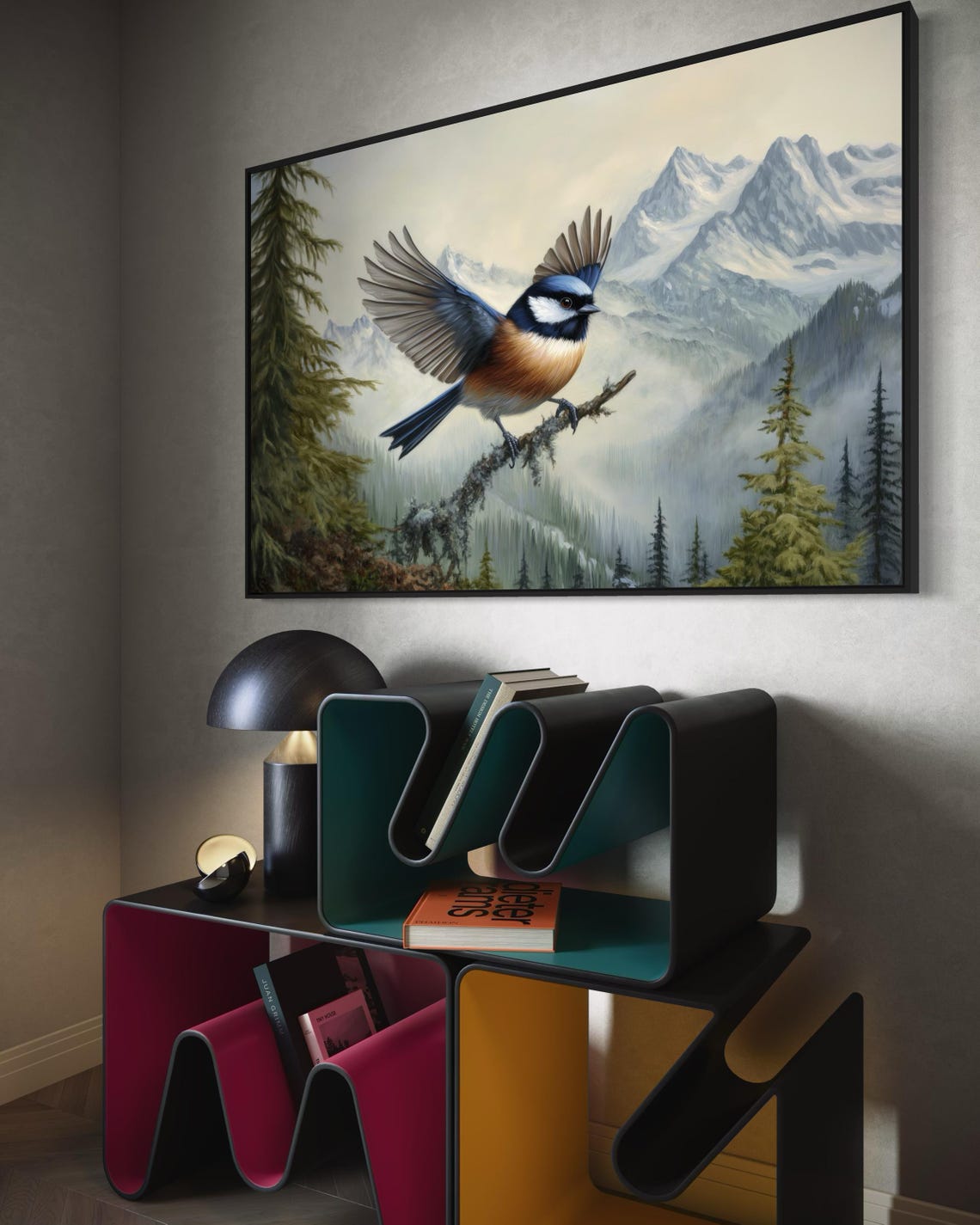 Bluebird Mountain Peaks Wildlife Art Soaring Bird Scenic Nature Poster - Image 5
