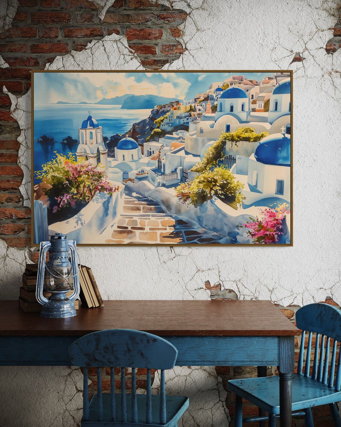 Santorini Colors Greek Landscape Art Print, Coastal Decor - Image 2