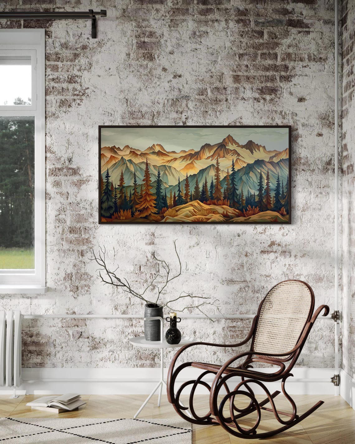 Luxury Mountain Peaks Pine Forest Wilderness Panoramic Art Poster - Image 2