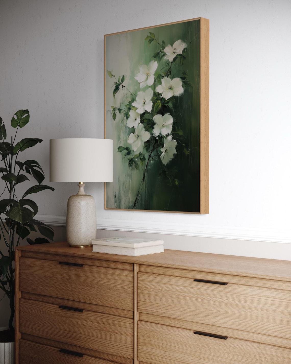 White Dogwood Flower, Minimalist Botanical Painting - Image 2