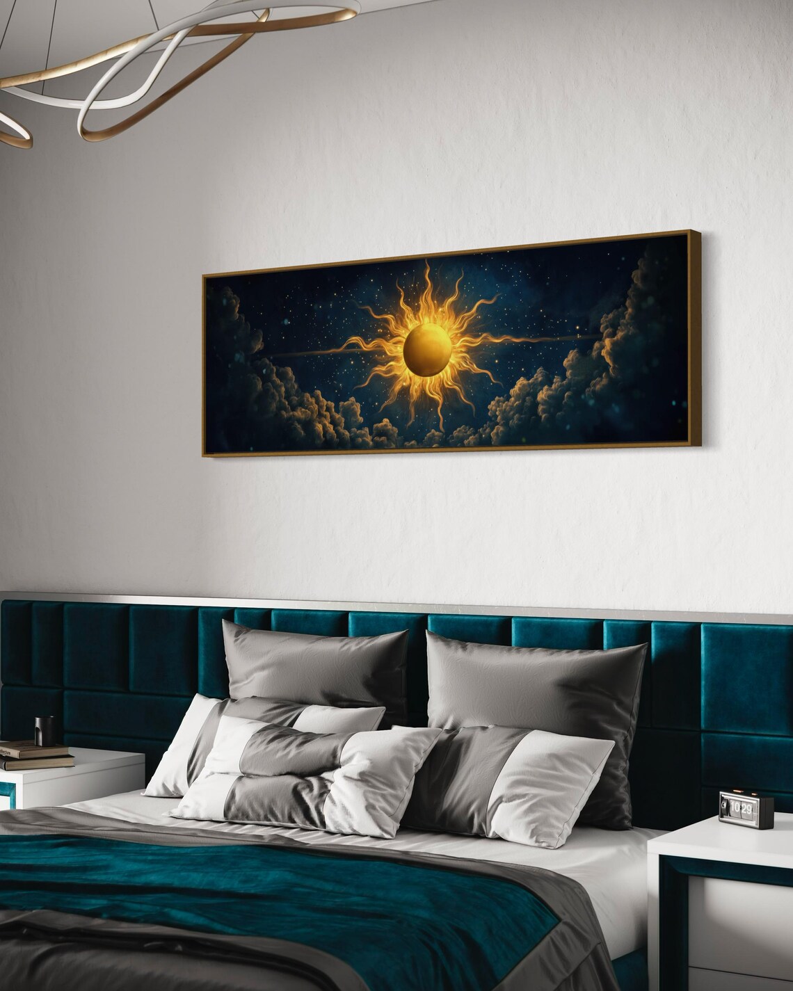 Golden Sun and Starry Night Wall Art Print, Vintage - Image 4