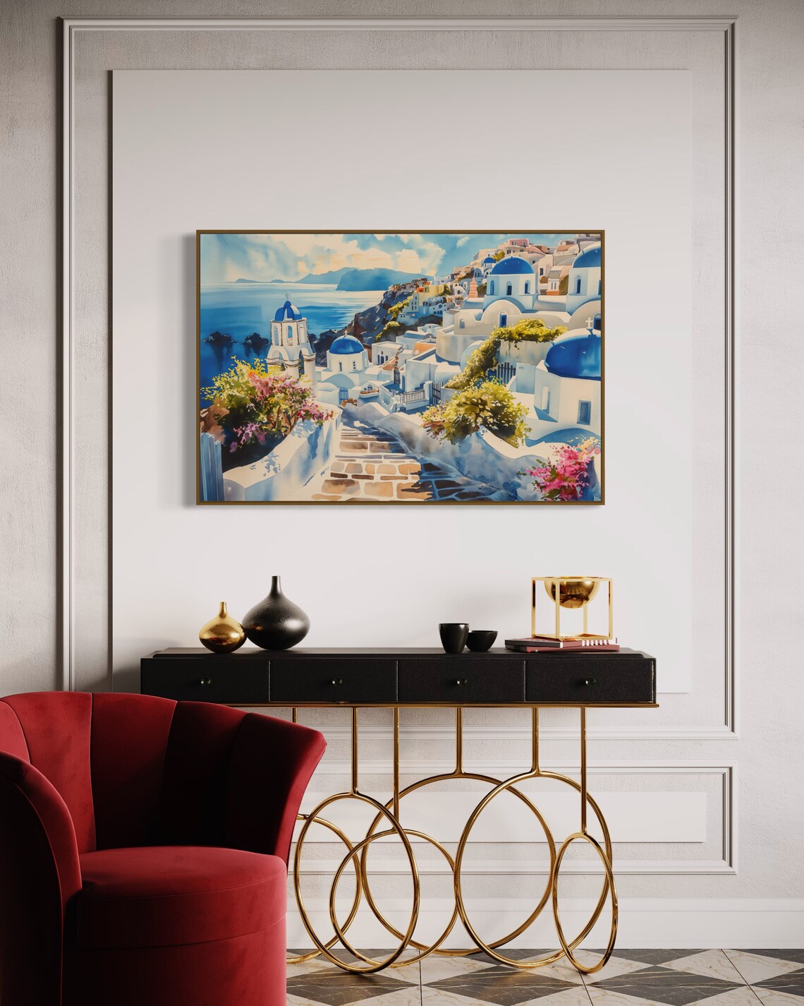 Santorini Colors Greek Landscape Art Print, Coastal Decor - Image 3