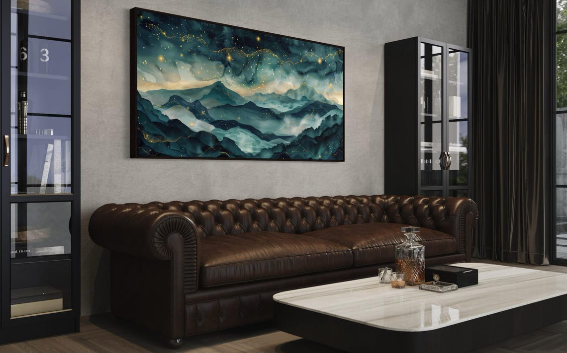 Dreamy Starry Night Mystical Mountain Art Print For Home Decore Starry Night Art And Panoramic Landscape For Above Bed Decor - Image 5