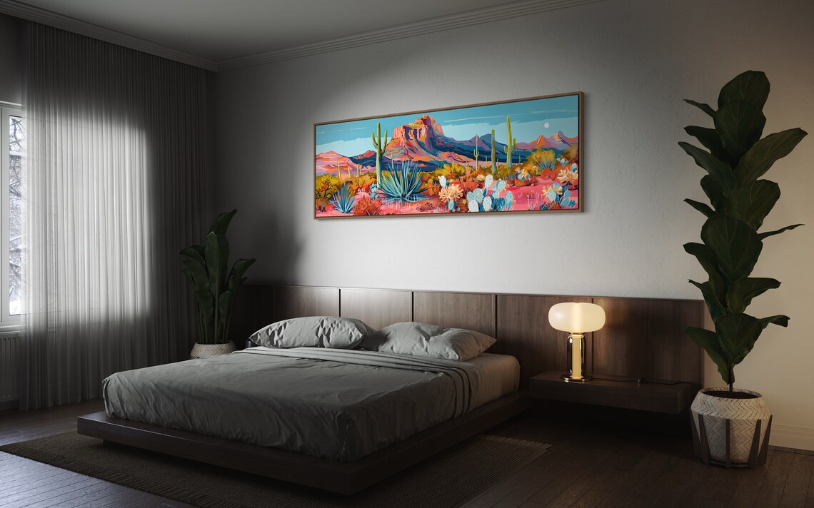 Sonoran Desert Cactus Art Print, Southwest Panorama - Image 2
