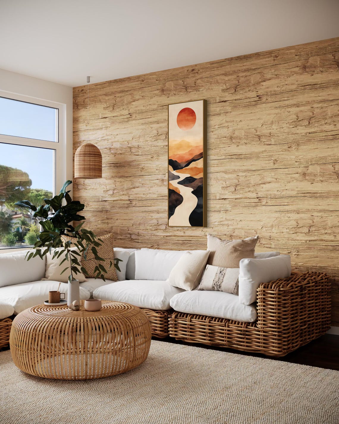 Minimalist Boho Sun River Earth Tone Abstract Japandi Poster - Image 2