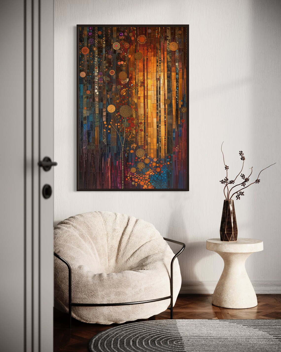 Klimt-Inspired Abstract Forest Wall Art Print - Image 4