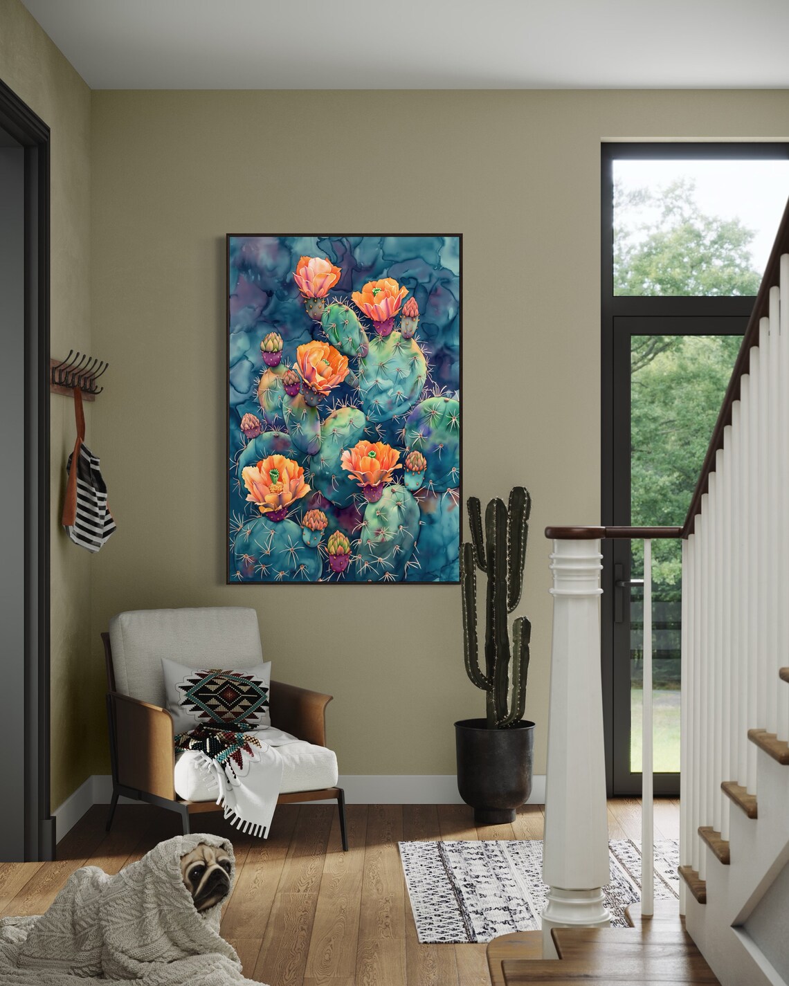 Mexican Prickly Pear Cactus Bloom, Watercolor Art Print - Image 2