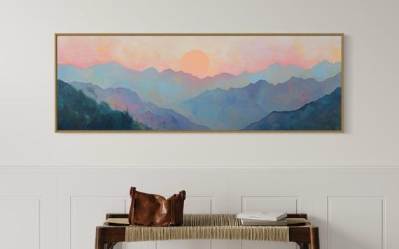 Abstract Mountain Sunrise Misty Landscape Art Print