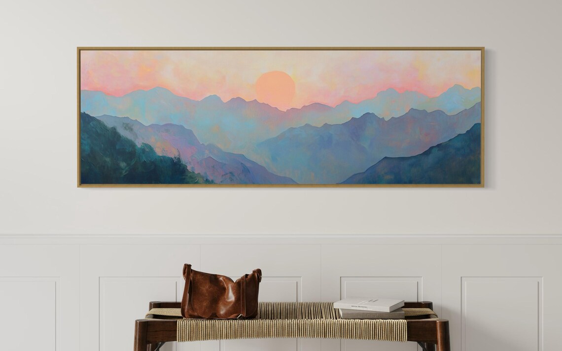 Abstract Mountain Sunrise Misty Landscape Art Print