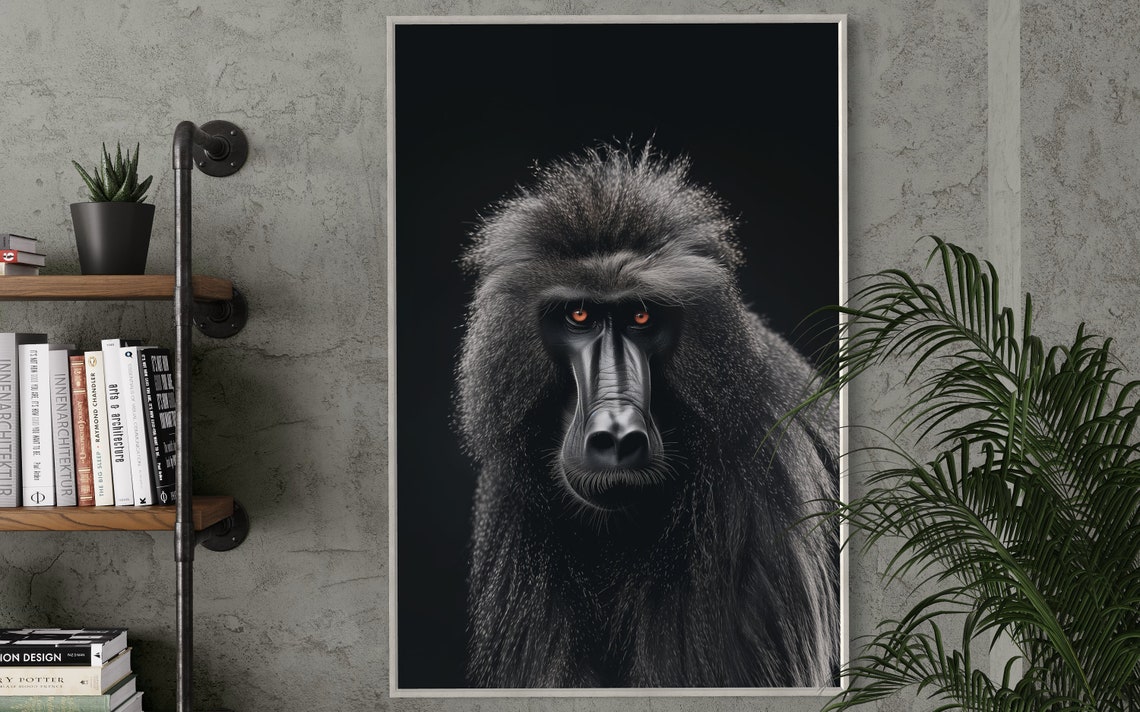 Intense Baboon Portrait Striking Wildlife Photography Art Poster - Image 4