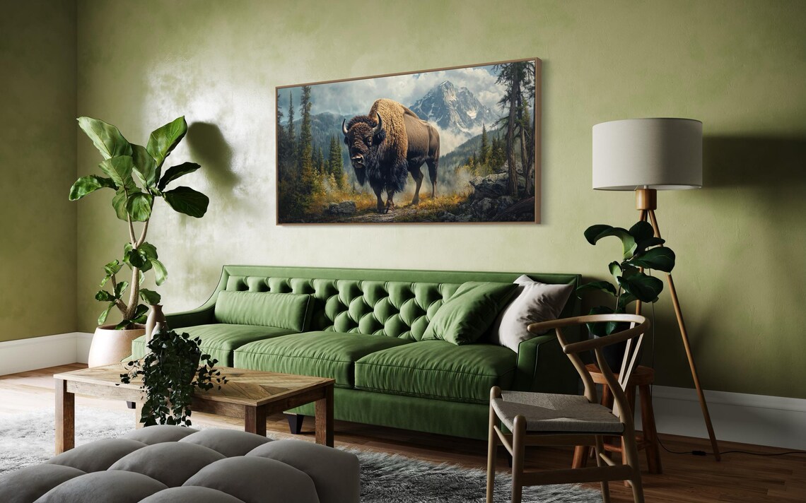 Majestic Bison Art Print, Rustic Mountain Decor - Image 5