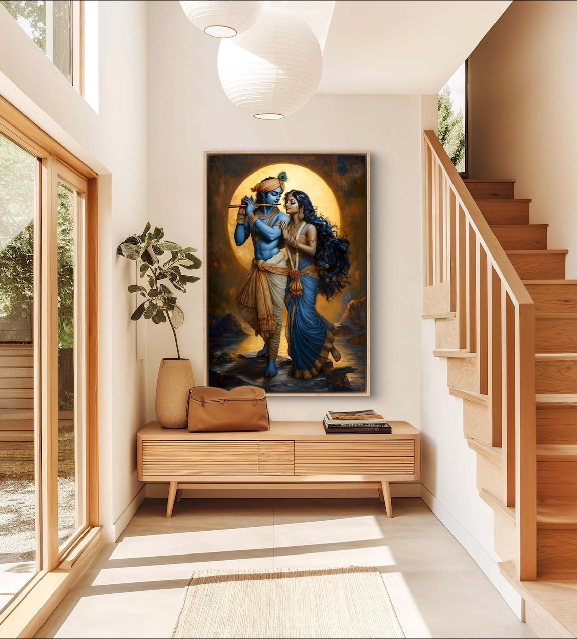 Divine Krishna And Radha Art Print, Spiritual Decor - Image 3