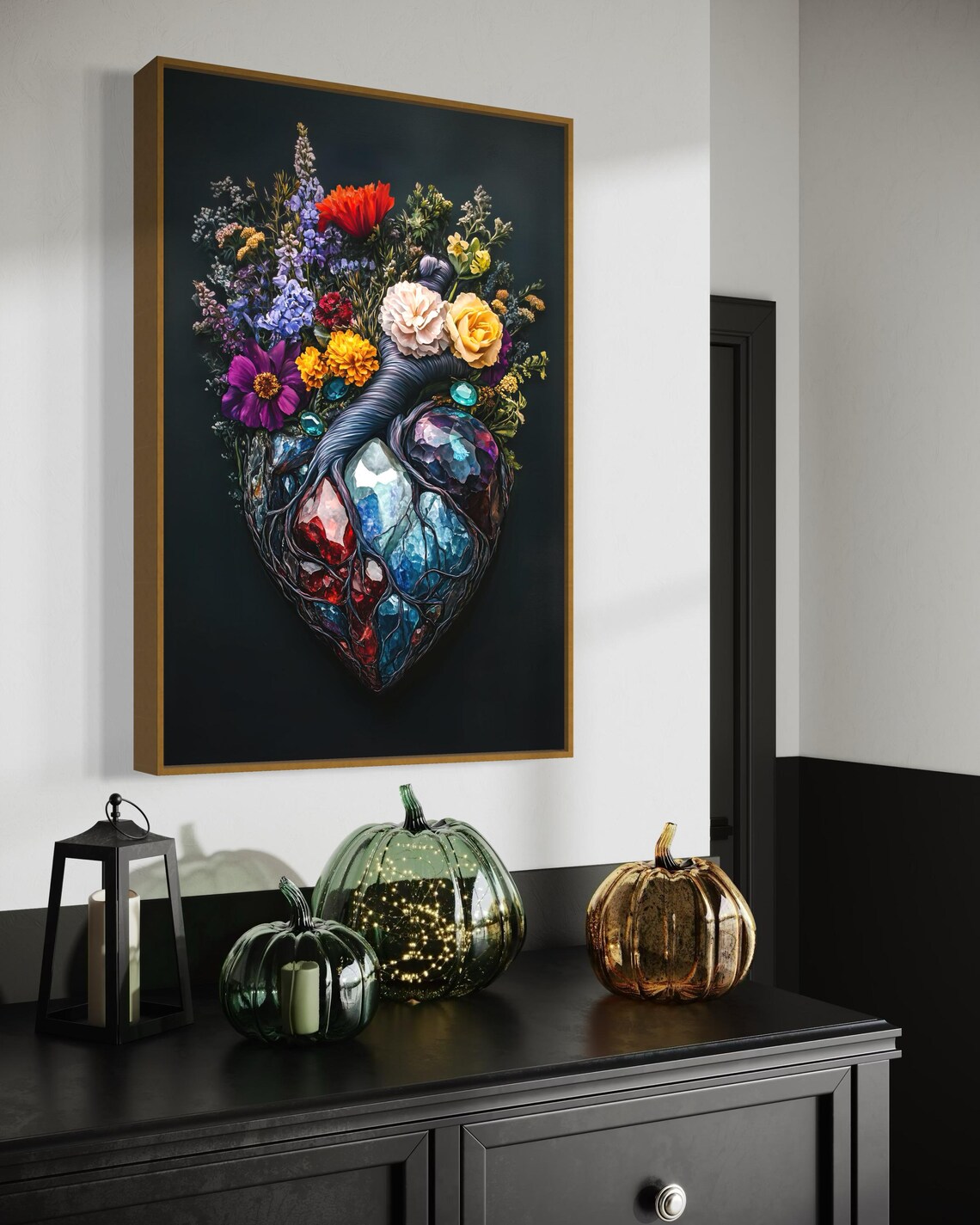 Floral Gemstone Heart Surreal Art Print Decor - Image 5