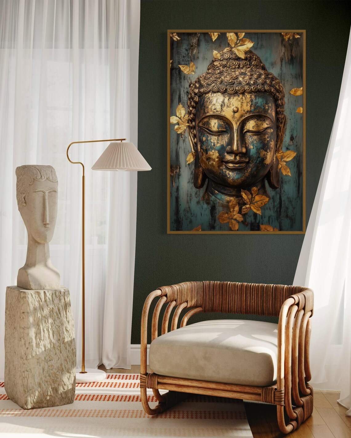Gold Buddha Autumn Art Print for Yoga Meditation Studio - Image 3