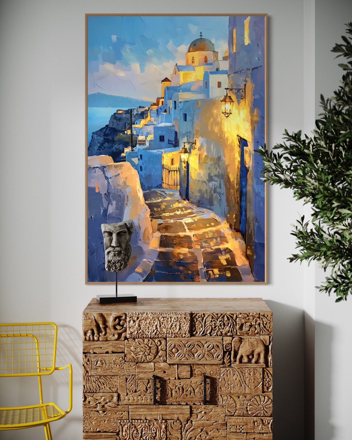 Sunset In Santorini, Textured Greek Street Art Print - Image 4
