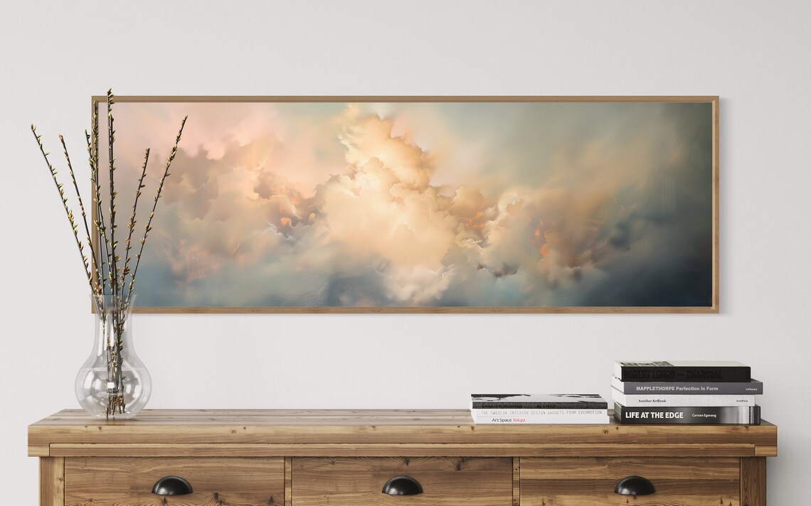 Skyscape Panorama, Gentle Cloud Bedroom Art Print - Image 5