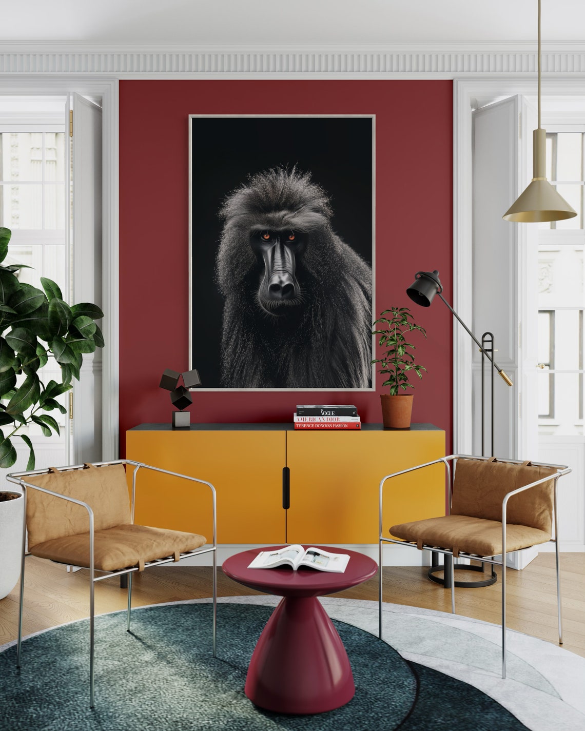Intense Baboon Portrait Striking Wildlife Photography Art Poster - Image 3