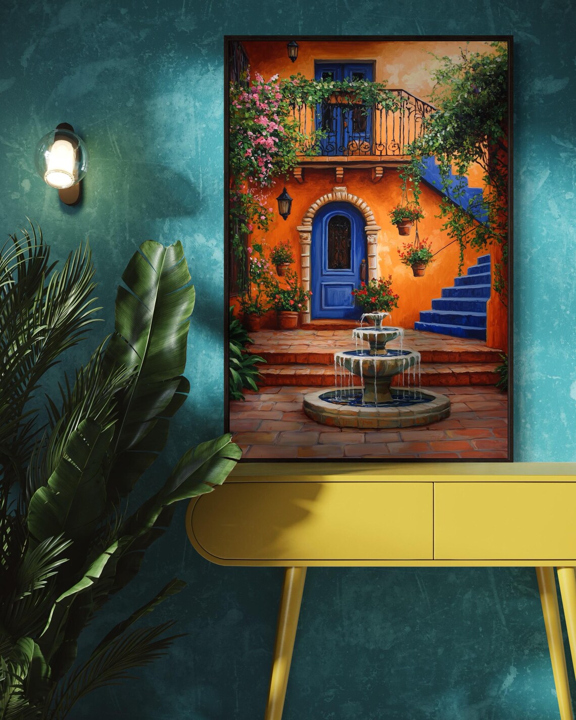 Mediterranean Courtyard Art Print, Rustic Decor - Image 2