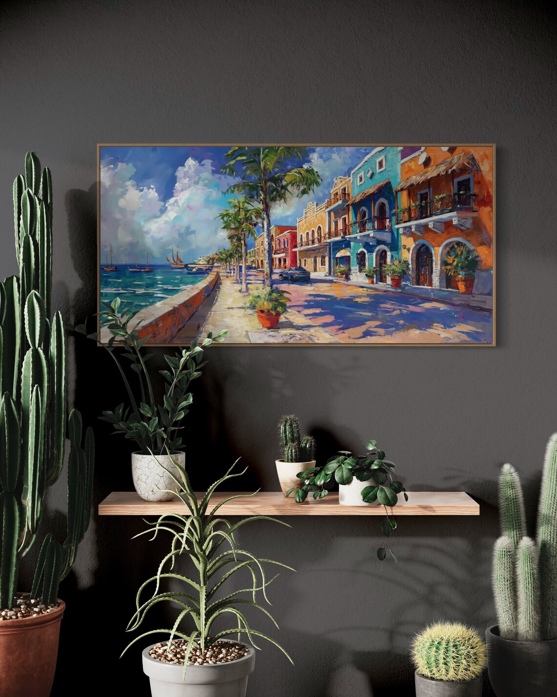 Coastal Vibrance Marina Seascape, Modern Art Print - Image 2