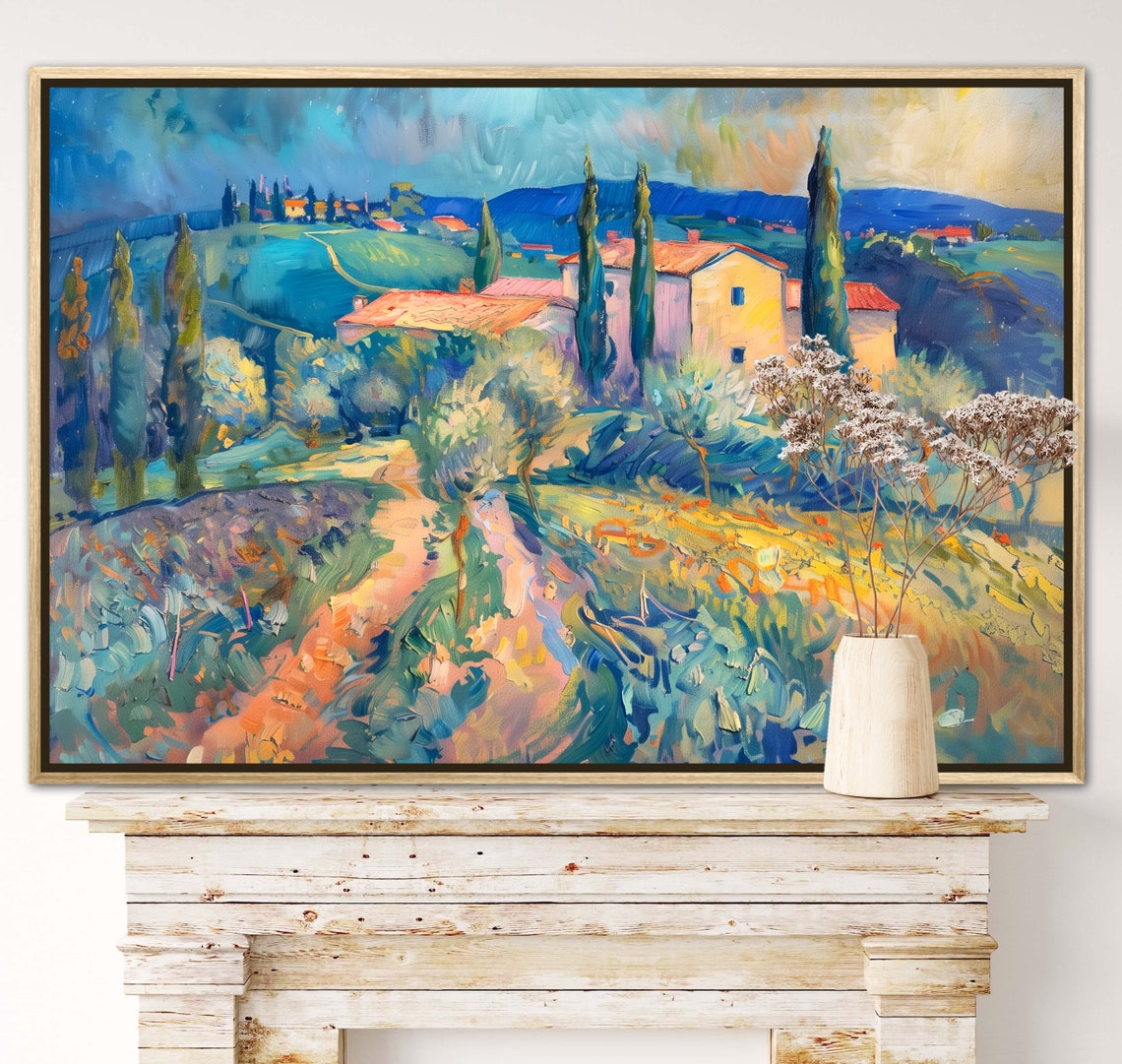 Tuscany Countryside Farmhouse Cypress Hills Impressionist Italy Poster - Image 5