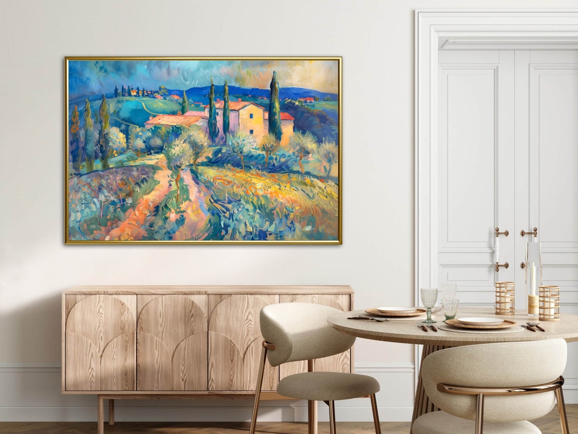 Tuscany Countryside Farmhouse Cypress Hills Impressionist Italy Poster - Image 3