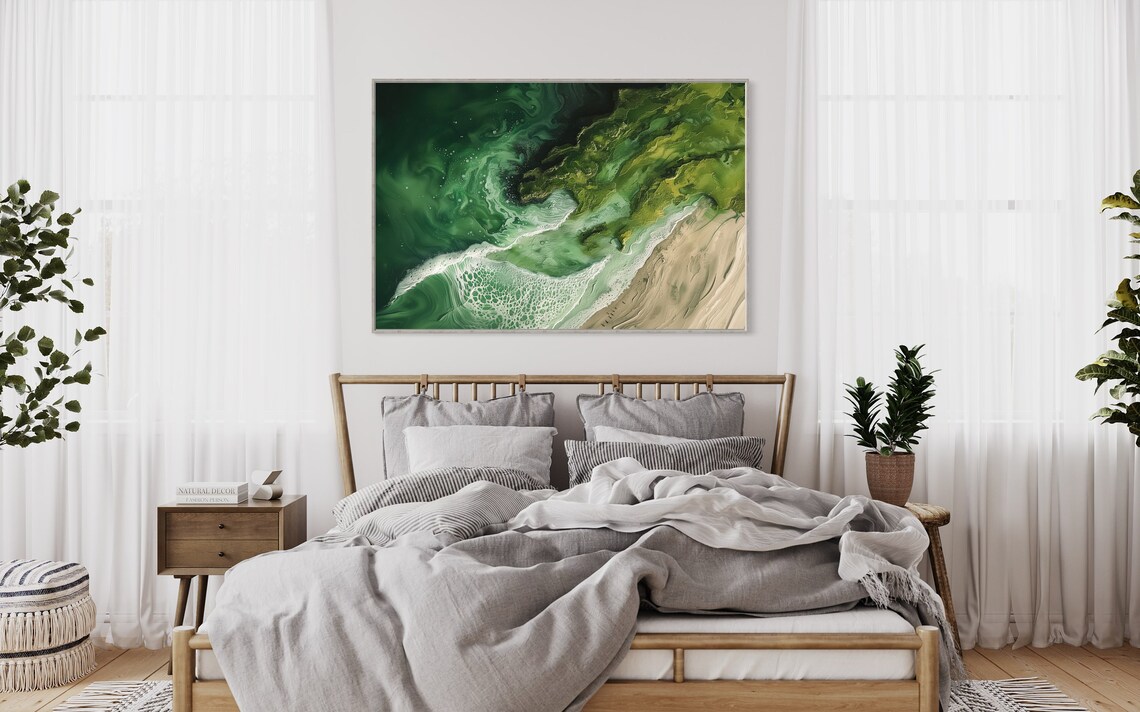 Emerald Depths Abstract Seascape Print Modern Nautical Wall Decor With Deep Ocean Greens Tranquil Sea Wall Art For Coastal Charm - Image 2