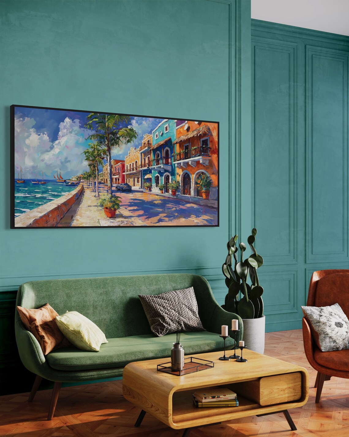 Coastal Vibrance Marina Seascape, Modern Art Print - Image 5