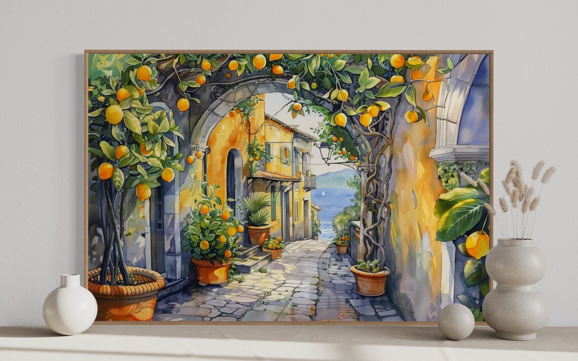 Amalfi Lemon Tree Breeze Italian Street Scene Art Print