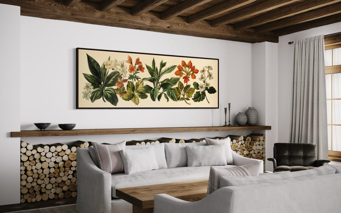 Vintage Botanical Flower Illustration Panoramic Rustic Poster - Image 4