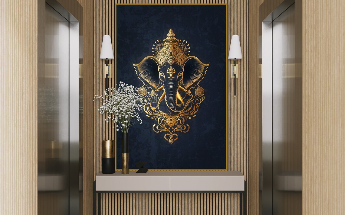 Lord Ganesha Art Print, Elegant South Asian Art - Image 4