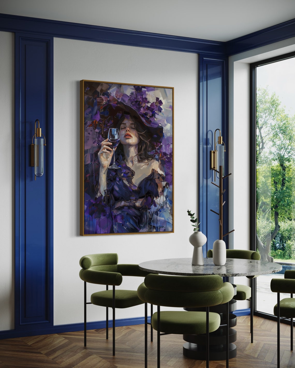 Purple Violet Woman Wine Glass Impressionist Elegant Wall Art - Image 5