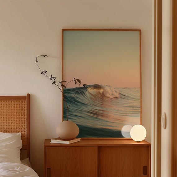 Ocean Wave Poster Surf Wall Art Minimalist Beachy Print Pastel Coastal Decor