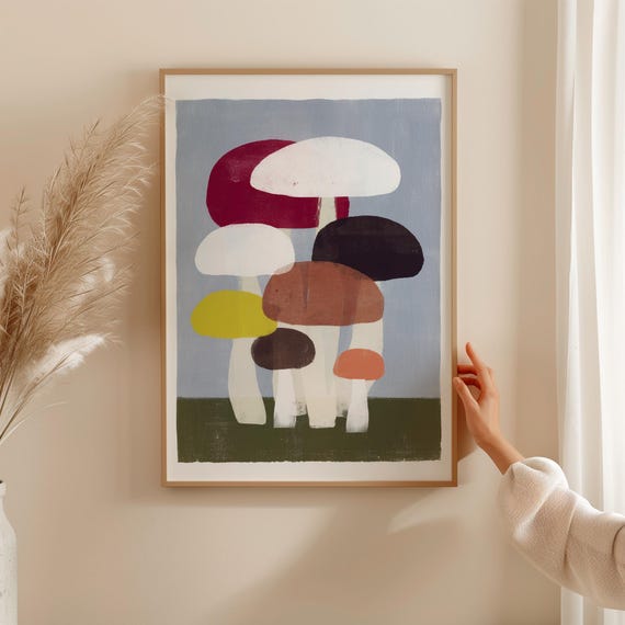 Abstract Mushroom Poster, Scandinavian Botanical Decor