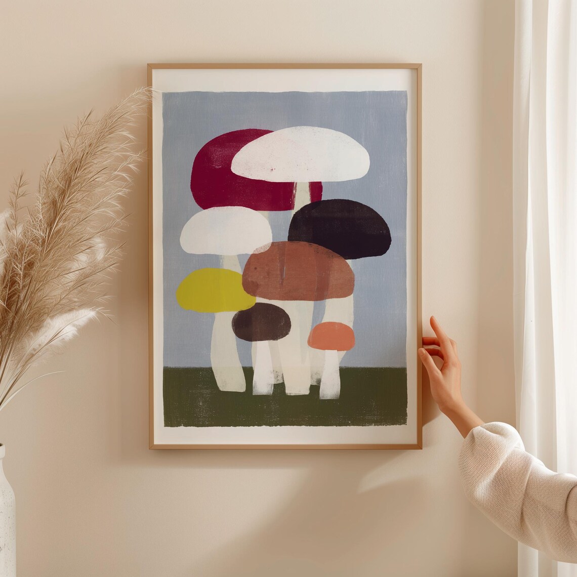 Abstract Mushroom Poster, Scandinavian Botanical Decor