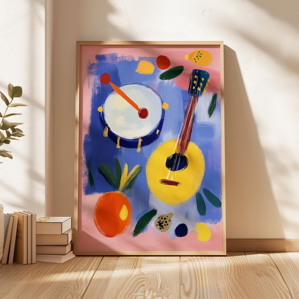 Abstract Guitar And Drum Music Poster, Modern Decor