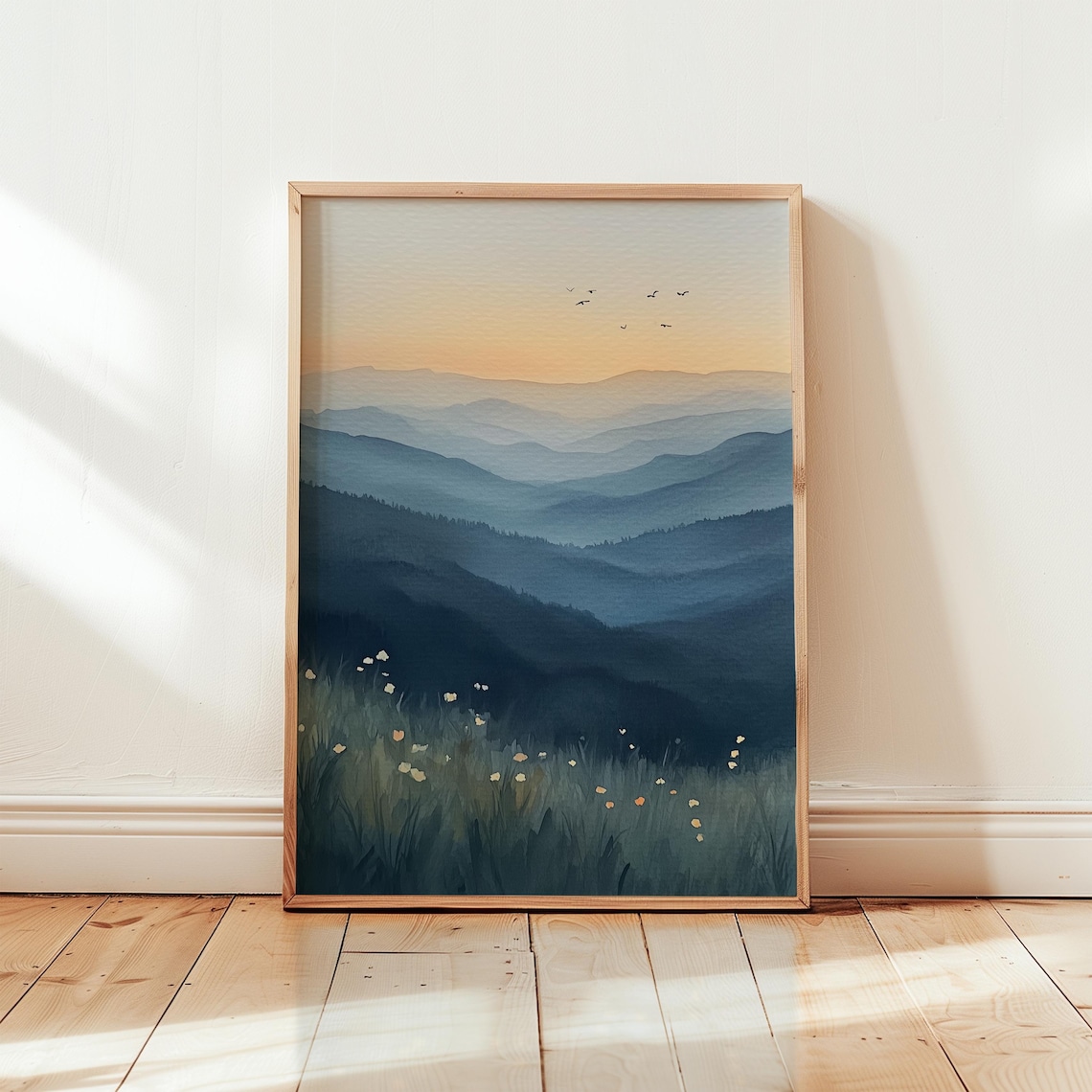 Smoky Mountains Painting, Moody Watercolor Art Print